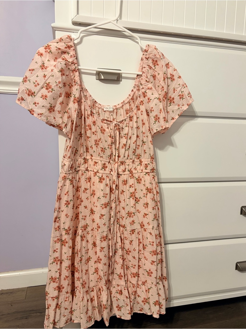 Blu Pepper Pink Floral Tiered Midi Dress